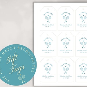 Perfect Match Bachelorette Party Gift Tags | Tennis Theme Tags | Printable & Customizable in Canva | Canva Template