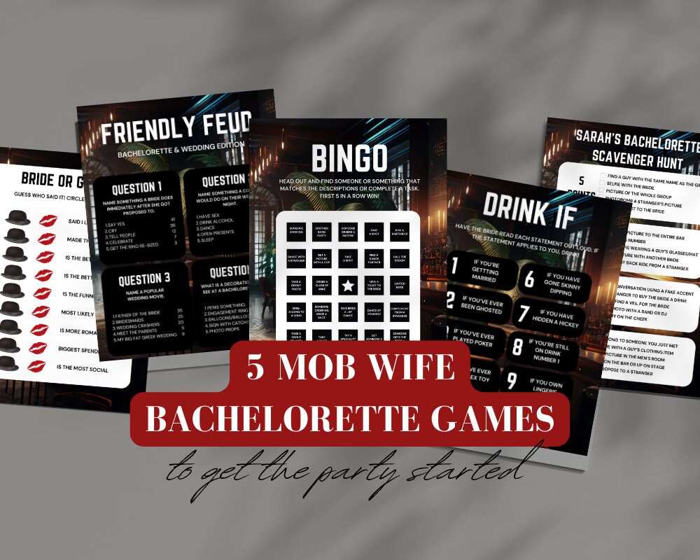 5 Mob Wife Bachelorette Digital & Printable Games | Glitz and Glam  Bachelorette | Mob Wife Aesthetic | Luxury | Ice Breakers Bridal Bingo -  Etsy