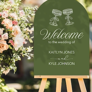 Customizable Wedding Welcome Sign, Champagne, Wedding Reception, Coupe cheers, Modern Calligraphy, Editable Canva Instant Download