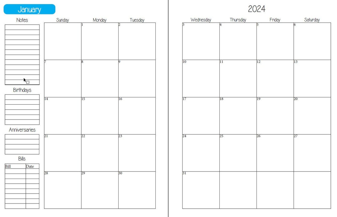 Planner Without Data 2024 Weekly Planner Without Lines - Etsy
