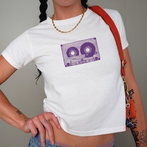 Mixtape Baby Tee, 90s / Y2K Style, 2000s Aesthetic, Cropped T-Shirt, Coquette, Iconic, Unhinged, Funny Graphic