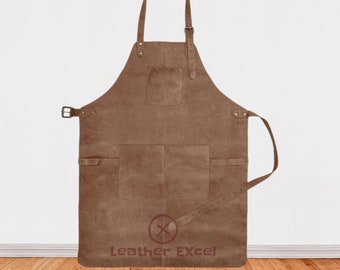 Western style leather apron, woodworking apron for men, blacksmith apron, cowhide BBQ grilling apron, chef apron, barber apron, easter gift.