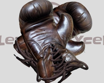 Boxing Gloves - Vintage Leather Retro Style, Perfect for Punching & Training, Classic Cowhide Boxing equipment, Easters  gift for him.