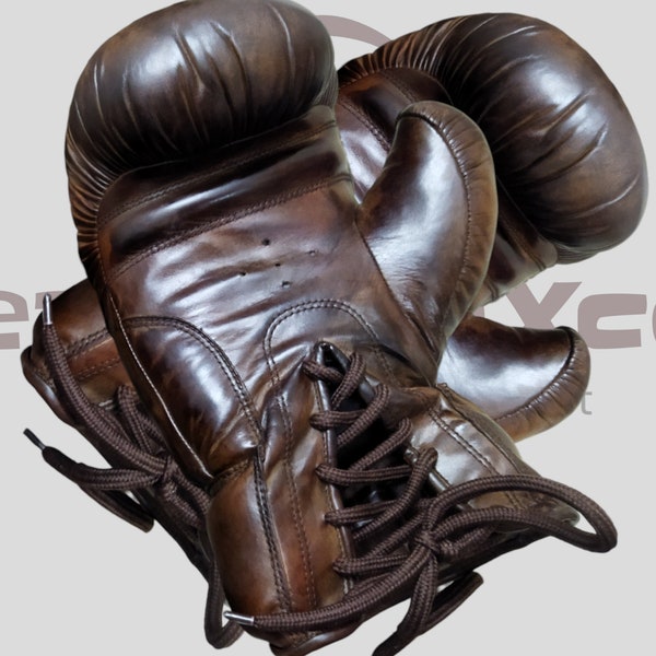 Boxing Gloves - Vintage Leather Retro Style, Perfect for Punching & Training, Classic Cowhide Boxing equipment, Easters  gift for him.