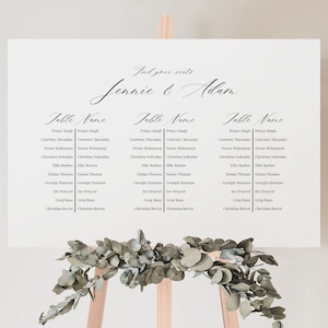 Banquet Wedding Table Plan Template Minimal Wedding Seating Chart long tables Printable Editable Canva Wedding Template
