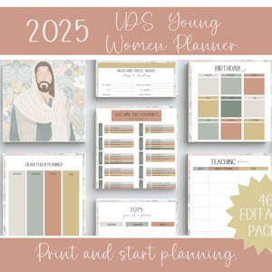 Young Women Planner 2025 for Class Presidency | Young Women Binder 2025 | Printable YW Binder | YW Theme - Look unto Christ Youth Theme