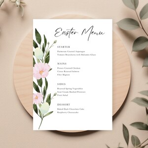 Plantilla editable de menú de fiesta de Pascua para desayuno, almuerzo o cena para la comida del día de Pascua