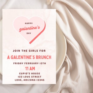 Galentine&#39;s Brunch Party Invitation Evite Editable Galentine&#39;s Party Invite Template For Valentines Day