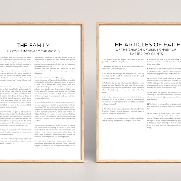 LDS Proclamation Bundle Digital Download Articles of Faith Restoration Family Proclamation Living Christ