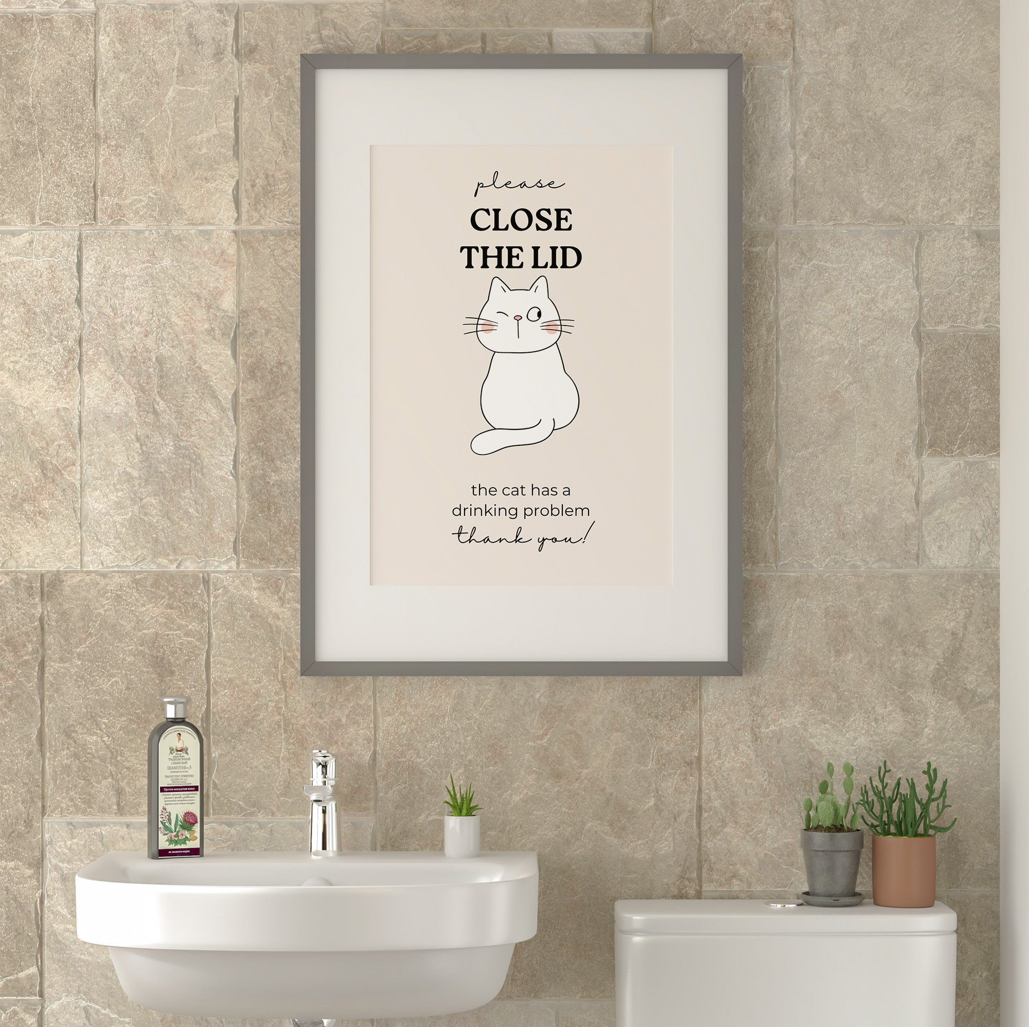Funny Cat Art Print, Cat Bathroom Wall Decor, Close the Lid Toilet ...