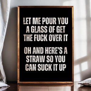 Suck It Up Sweary Quote Home Decor, zabawny prezent dla współpracownika, prymitywny wydruk biurowy, zabawne wydruki sztuki ściennej do kuchni, niegrzeczny plakat ścienny do wózka barowego