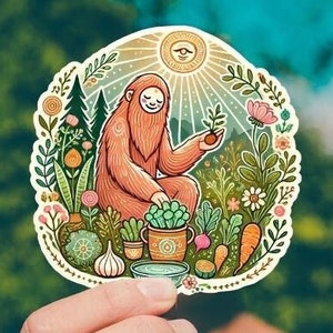 Leuke sticker. Grote voet. Vinyl. Luchtbellenvrije stickers. Tuinieren. Groenten. Nieuwe tijd. Uniseks. Flora. Planten. Boom. Bloemen. Genezing. Zelfzorg