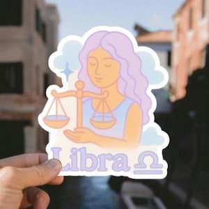 Sticker Weegschaal. Astrologie. Dierenriem. Boho. Mantra. Zelfzorgcadeau. Sterren. Luchtbellenvrije stickers. Nieuwe tijd. Genezing. Zelfzorg. Typografie.