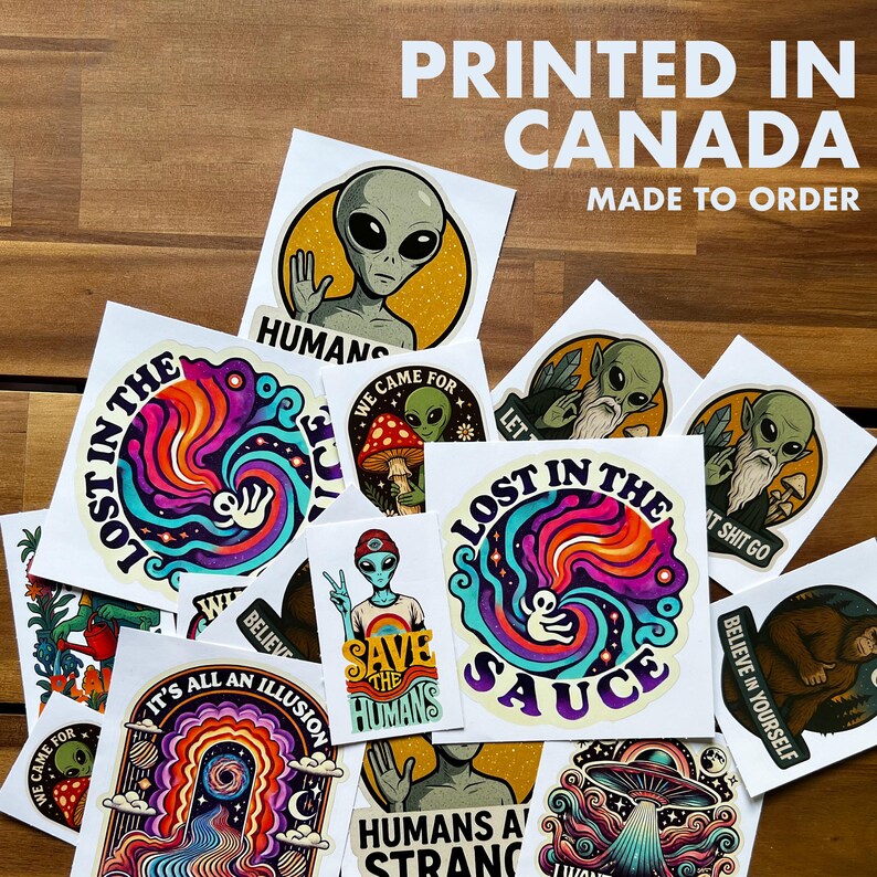 Bigfoot & Alien Teamwork Sticker – Nature Art image 2