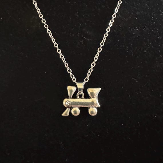 Effy Silver Tone Train Charm Pendant Necklace Clear Stone - Etsy display picture 2