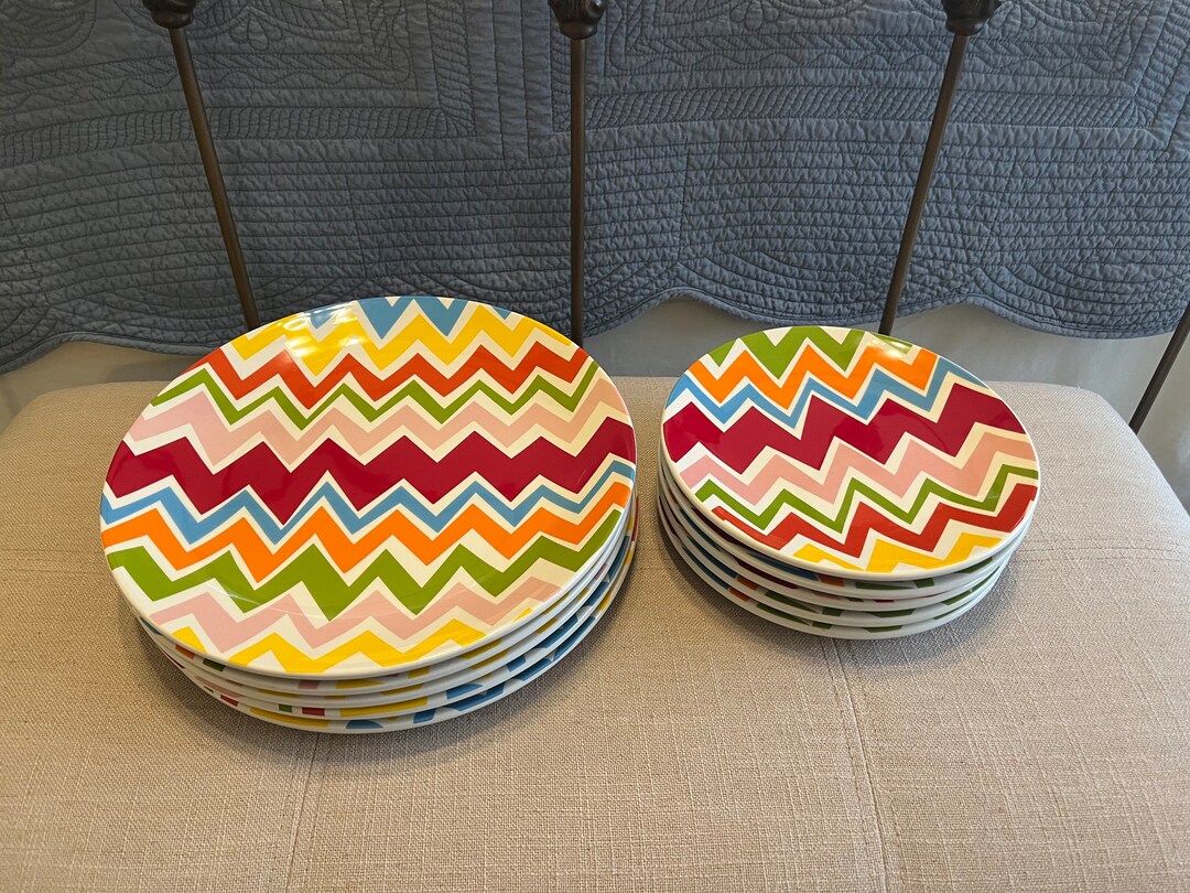 Coton Colors Happy Everything Bright Color Chevron Dinner