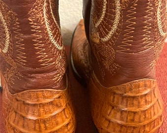 Vintage Don Cucos Boots Men s Western Cowboy Alligator Embroidered 27.5 US 8.5 Etsy