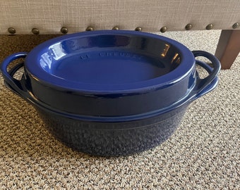 Le Creuset Doufeu Oven #30 Oval Blue  Enameled Cast Iron Pot & Lid