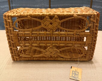 VTG Wicker Rattan Tissue Box Holder Cover Rectangle 10 in. × 6 in. Boho Style