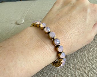 Plunder Bracelet Gold Tone Icy Pink Magnetic Bangle Jewelry Gift