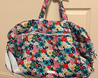 Vera Bradley Quilted Large Traveler Weekender Bag Far Out Floral Pattern