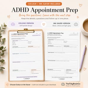 ADHD Appointment Prep Printable: Questions, Notes, Next Steps (PDF)