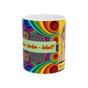 BOOMSHAKALA Psychedelic Retro Art Keramikbecher - Erhellen Sie Ihre Küche und Ihren Morgen mit einer fröhlichen Tasse Java / Tee. Dankbarkeit!