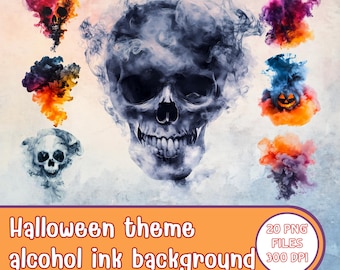 Halloween theme alcohol ink background, Spooky Smoke Clouds PNG -20 PNG-300 DPI-4096x4096 px-instant download