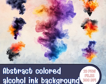 Abstract colored alcohol ink background, Modern Fluid Art Painting,Abstract Ink Smoke Clipart -33 PNG-300 DPI-4096x4096 px-instant download