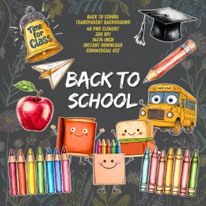 Back to School Clipart Bundle: 40 PNG Teacher Graphics (Digital Download