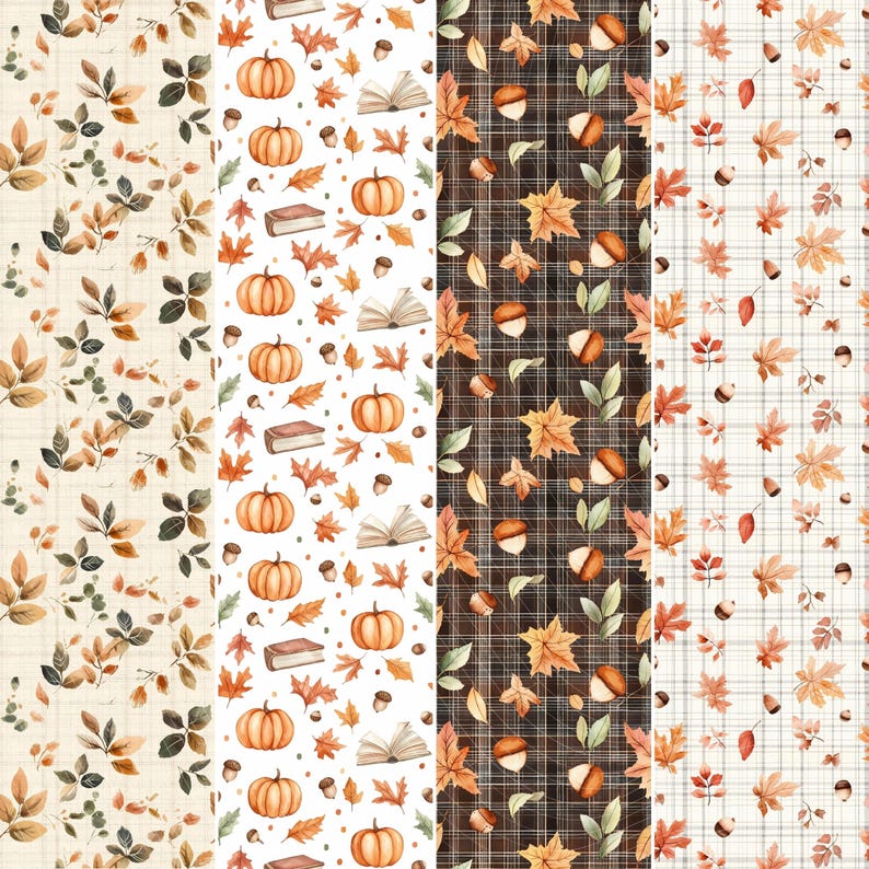 Autumn Watercolor Printable Paper | Seamless Fall Pattern for Digital ...
