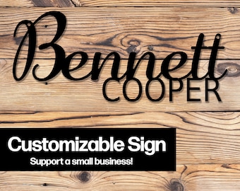Personalized Metal Nursery Name Sign - Handcrafted Wall Art for Baby&#39;s Room