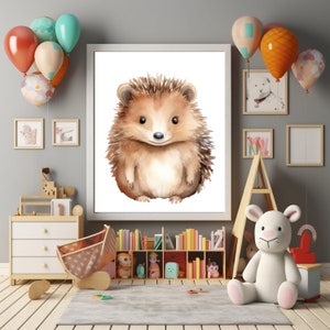 Cartaz de quarto infantil ouriço ouriço menino menina presente nascimento ou crianças bebê quarto de bebê imagem de parede pôster animais A5/A4/A3/A2 decoração de parede boho