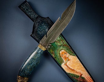 Designed handmade knife "Maiden". Custom hunting knife, camping, tactical, fishing, survival, tourist, skinning