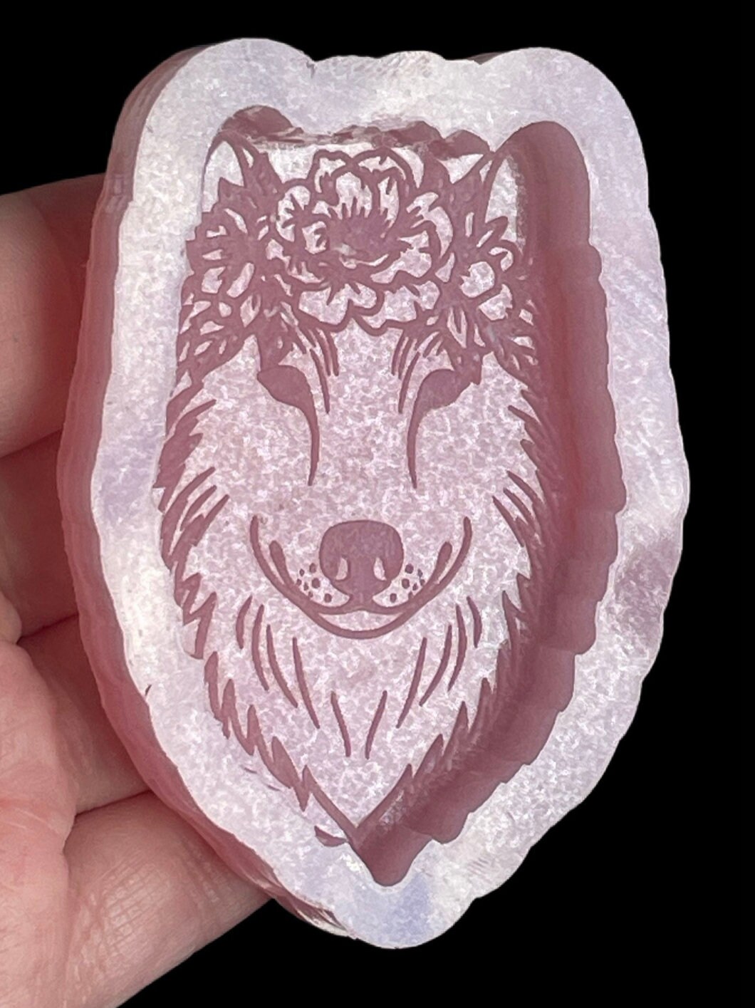 Wolf floral silicone mould for wax melts, resin & food safe