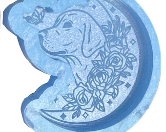 Labrador Floral Moon Silicone Mould For Wax Melts, Resin & Food Safe