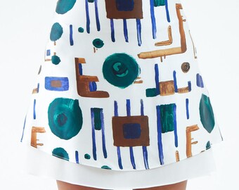 Multi-Layer Print and White Silk Mini Skirt