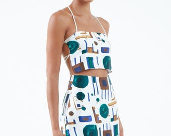 Silk Backless Crop Top With Versatile Thin Shoulder Straps