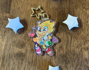 Sonic the Hedgehog Classic Sonic Super Sonic Keychain Charm
