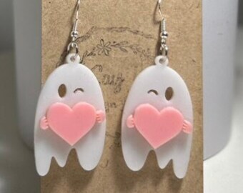 Ghost Valentines Drop Dangle Earrings