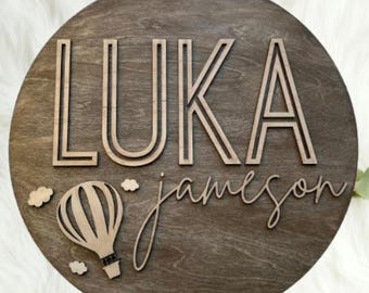 Prénom personnalisé en montgolfière pour bébé | Enseigne pour chambre d'enfant ou de bébé | Plaque personnalisée avec prénom de bébé ou d'enfant | Décoration de chambre d'enfant Aventure