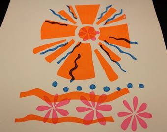 Neon bloemenzeefdruk