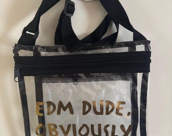 Doorzichtige zwarte multifunctionele crossbodytas met sticker (EDM-artiest, emoji's, spreuken, enz.) - Veel kleuren en ontwerpen beschikbaar