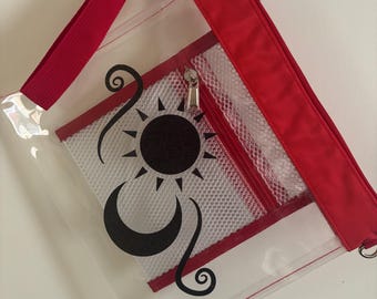 Doorzichtige rode multifunctionele tas met schouderband en polsbandje (EDM-artiest, emoji's, spreuken, enz.) - Veel kleuren en ontwerpen beschikbaar