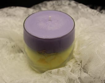 Veelkleurige lavendel-citroen etherische olie geüpcycled container sojakaars
