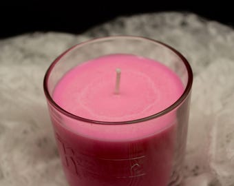 Roze sinaasappel-citroen etherische olie geüpcycled sojakaars