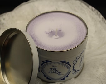 Veelkleurige lavendel etherische olie geüpcycled container sojakaars