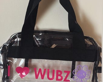 Doorzichtige zwarte tas met handvat Multifunctionele op maat gemaakte tas met sticker (EDM-artiest, emoji, spreuken, enz.) - Veel kleuren en ontwerpen beschikbaar