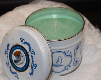 Groenblauw pepermunt etherische olie geüpcycled container sojakaars