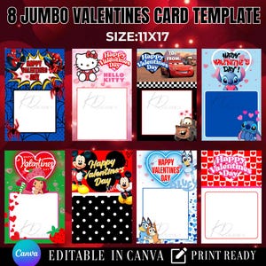 8 Valentinstag Leckerli Kartenvorlagen Bundle, Jumbo Valentinstag Karte, Canva Vorlage, Leckerli Karte Vorlage, Print bereit, Bearbeitbar, 11x17, digital